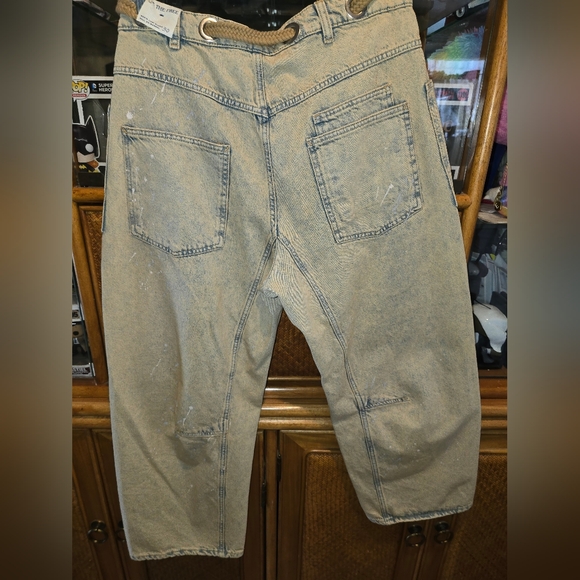 FREE PEOPLE MOXIE LOW SLUNG PULL ON BARREL JEANS COWBOY - Picture 10 of 10